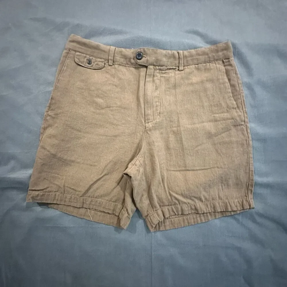 Banana Republic Shorts Mens 33 Linen Cotton Blend Chino Flat Front Casual Beach